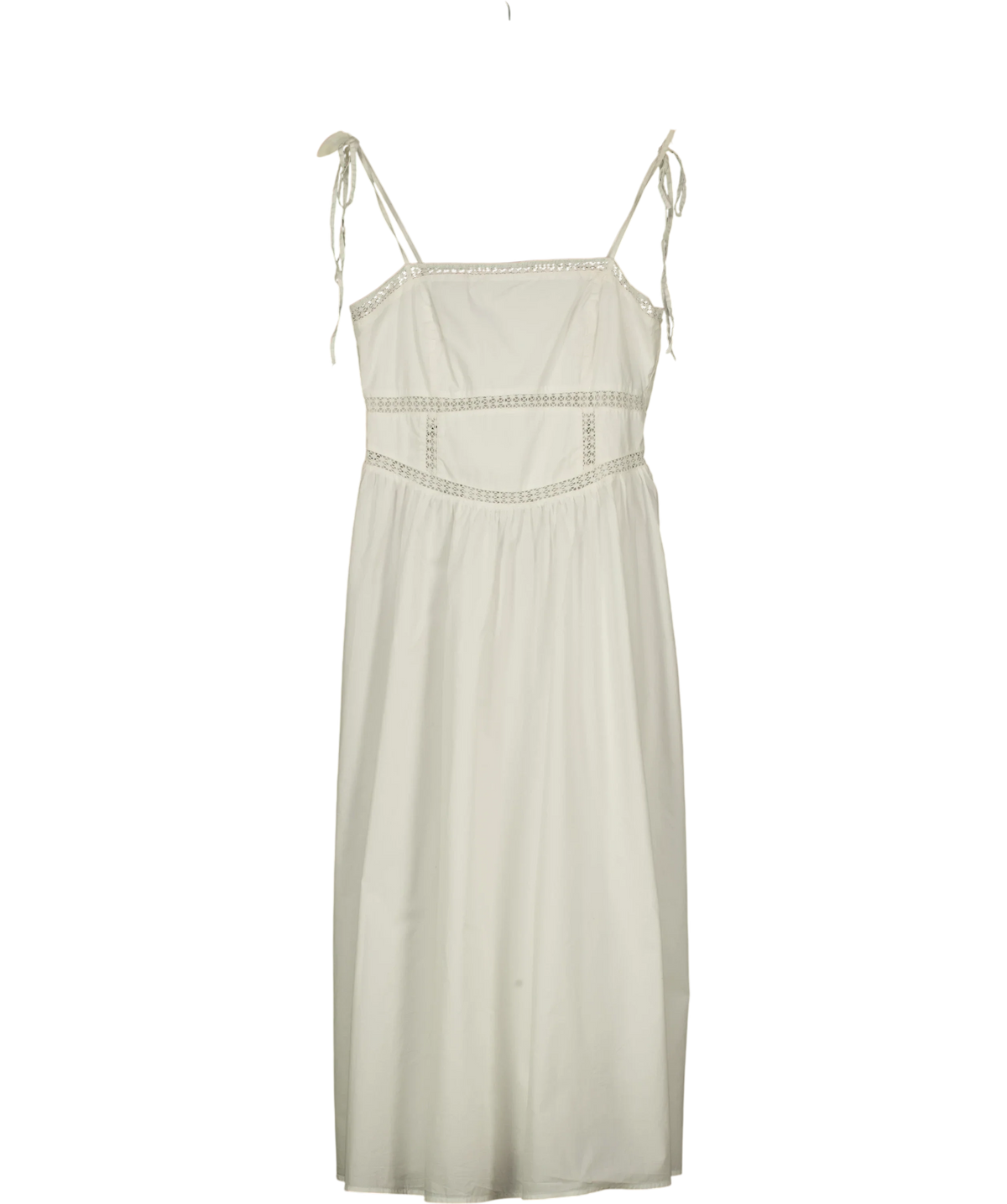 H&M White Tie-strap cotton dress, size UK S — front
