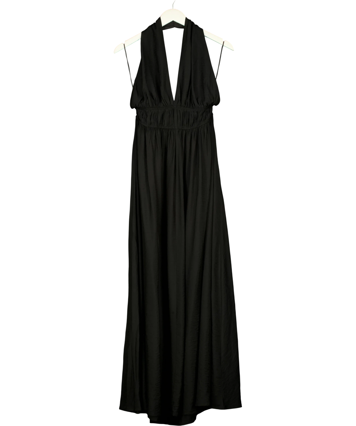 H&M Black Flared-skirt halterneck dress, size UK S — front