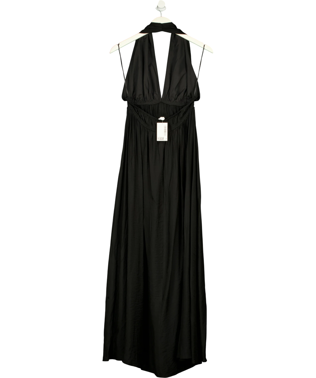 H&M Black Flared-skirt halterneck dress, size UK S — back