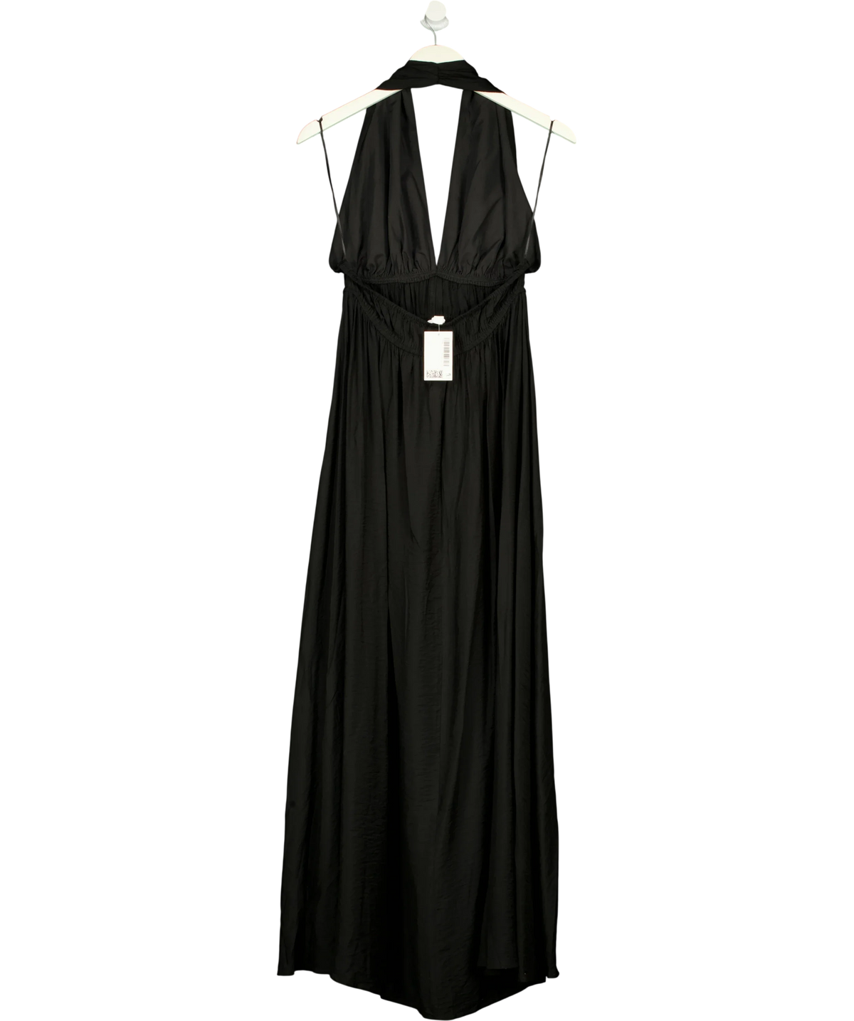 H&M Black Flared-skirt halterneck dress, size UK S — back