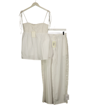 Pretty Lavish Rae White Crochet detail Co-ord Set UK S/M
