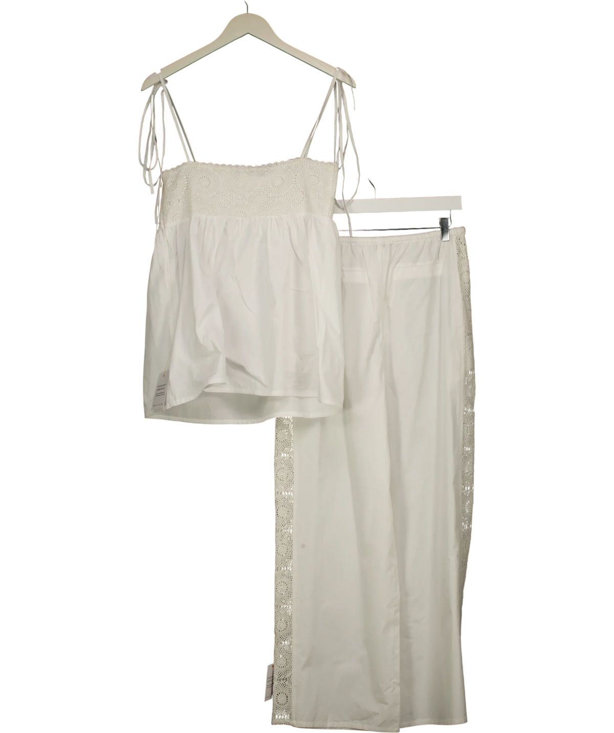 PRETTY LAVISH White Rae Crochet Detail Cami Top / Rae Crochet Detail Trousers, size UK 8 — back