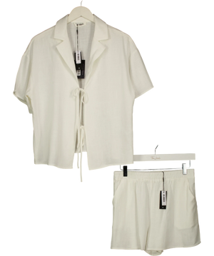 4th+Reckless Lara Shirt and Shorts Co-ord White UK S/M