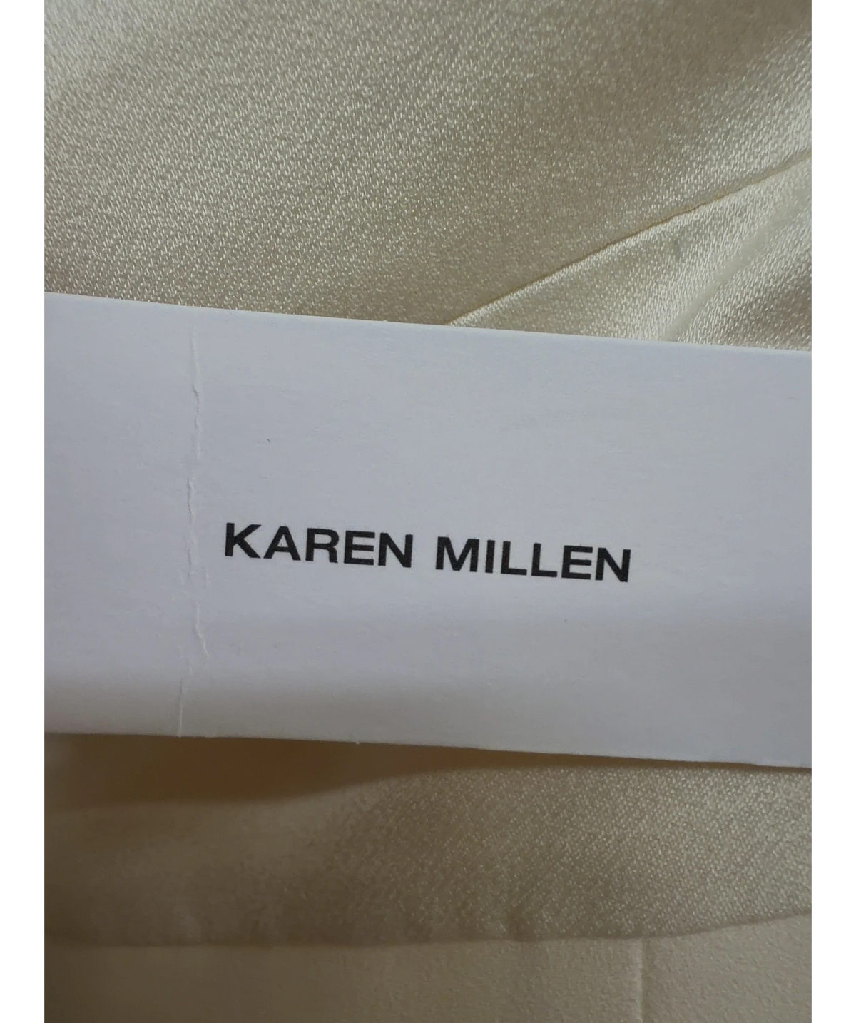 KAREN MILLEN ivory Petite Satin Back Crepe Tailored Wide Leg Trouser, size UK 6 — detail