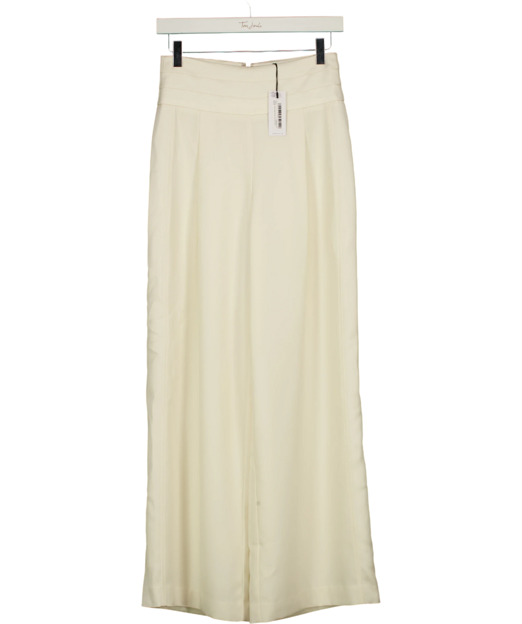 KAREN MILLEN ivory Petite Satin Back Crepe Tailored Wide Leg Trouser, size UK 6 — front