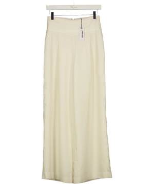 Karen Millen Petite Satin Back Crepe Tailored Wide Leg Trouser Cream UK 6