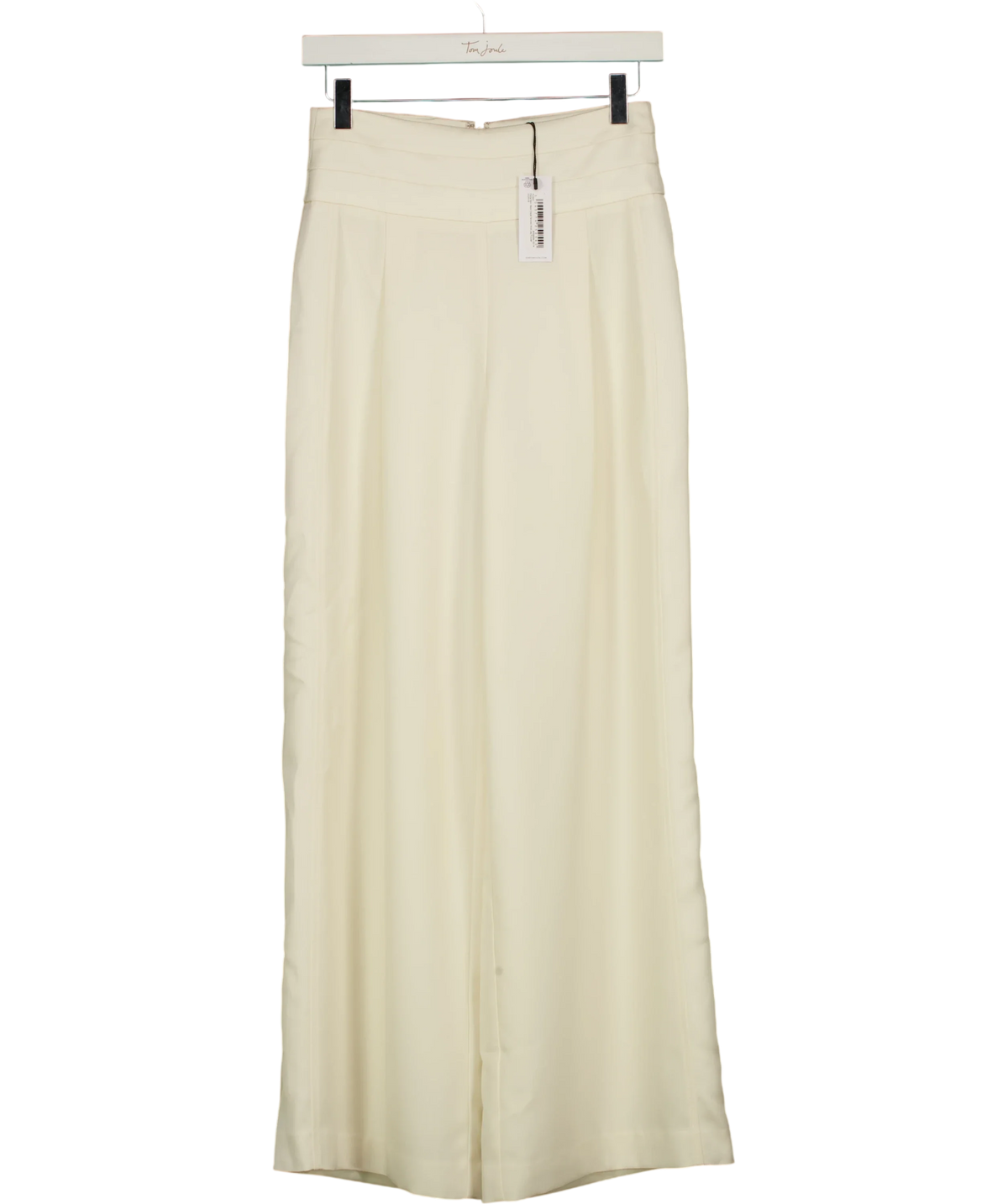 KAREN MILLEN ivory Petite Satin Back Crepe Tailored Wide Leg Trouser, size UK 6 — front
