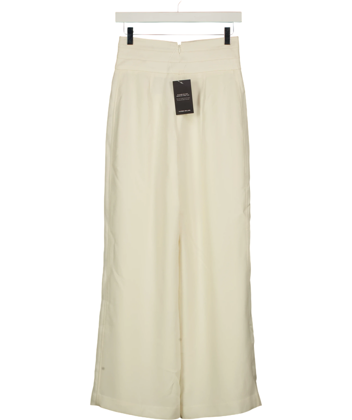 KAREN MILLEN ivory Petite Satin Back Crepe Tailored Wide Leg Trouser, size UK 6 — back