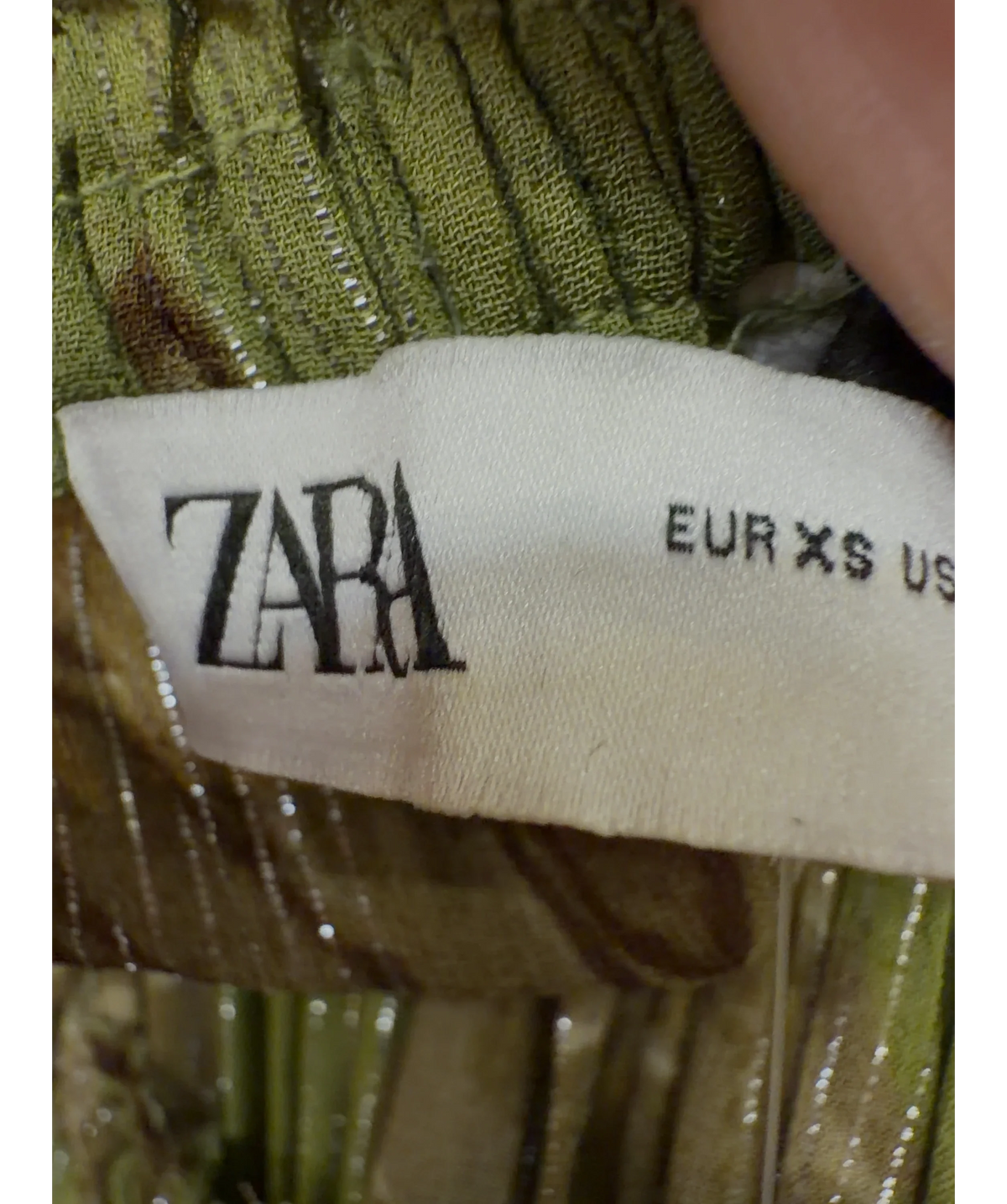 ZARA Green Colour, size UK XS — care label
