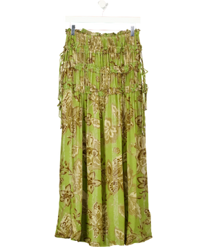 Zara Green Tiered Maxi Skirt UK XS