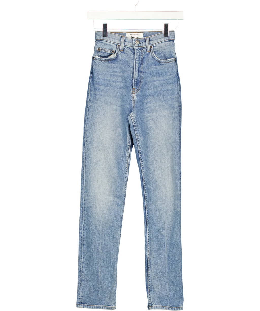 Reformation Blue Stevie Ultra High Rise Jean, Comfort Stretch, size W25 — front