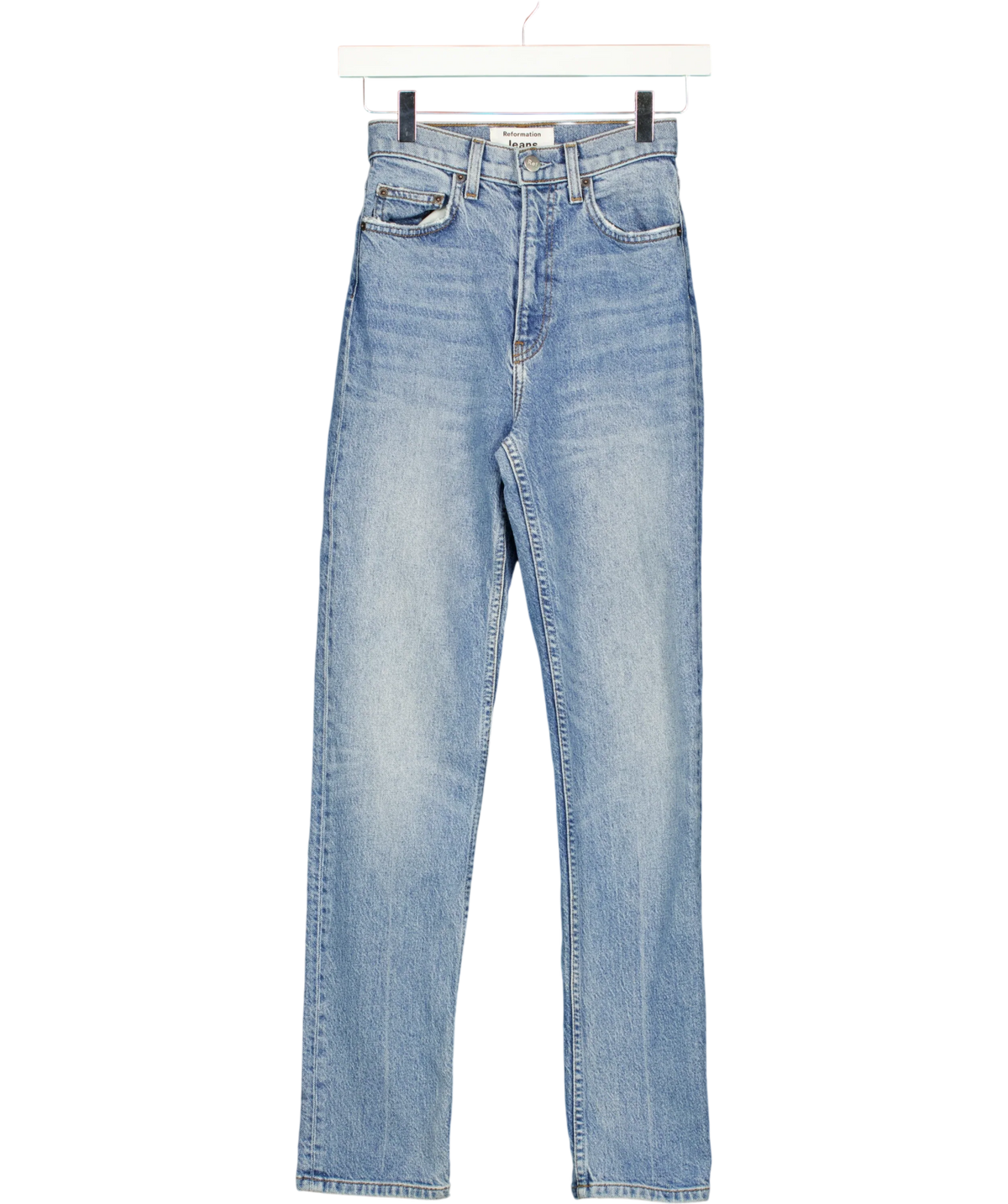 Reformation Blue Stevie Ultra High Rise Jean, Comfort Stretch, size W25 — front