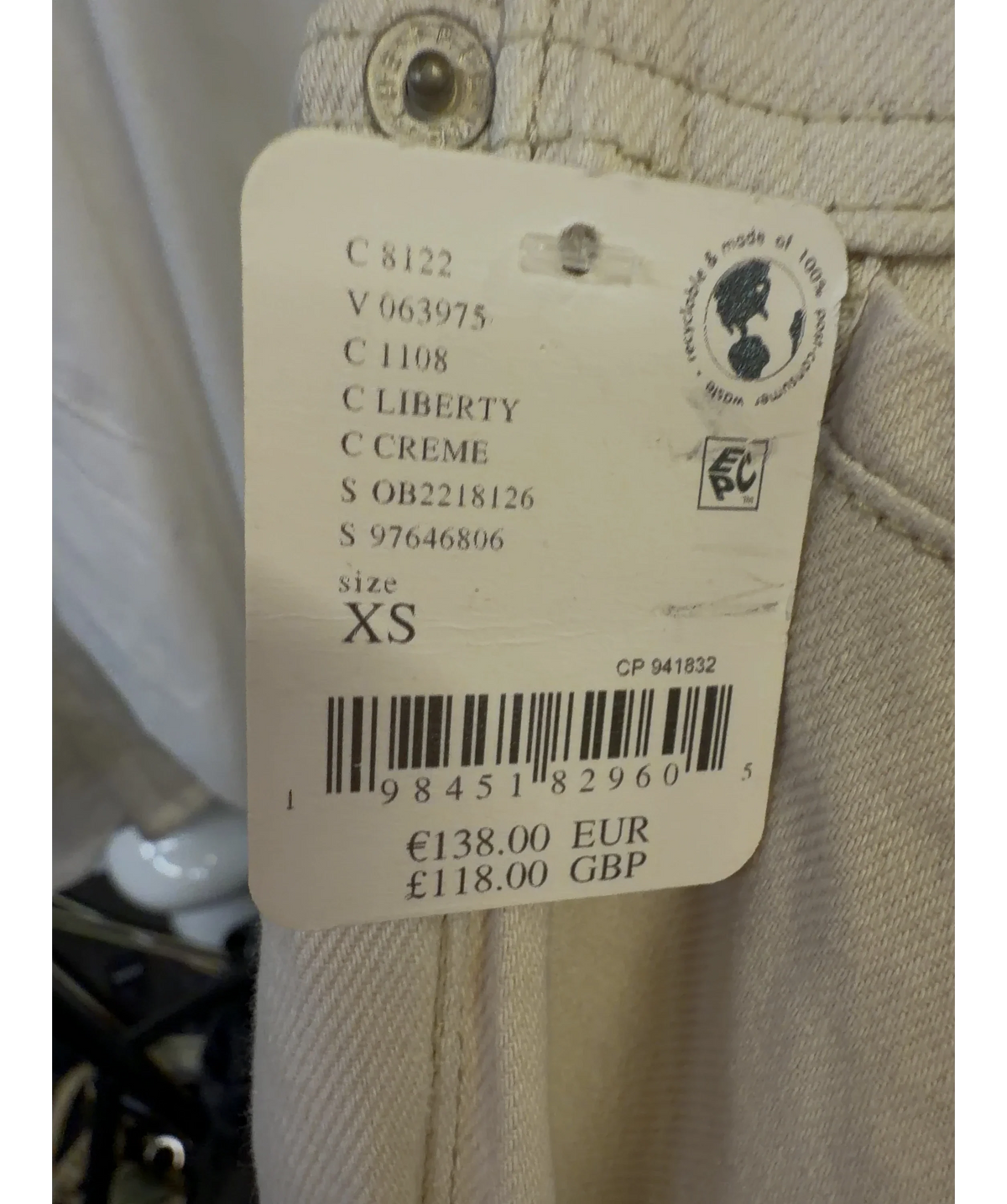 Free People Cream Veritas Wide Leg, size UK XS — label