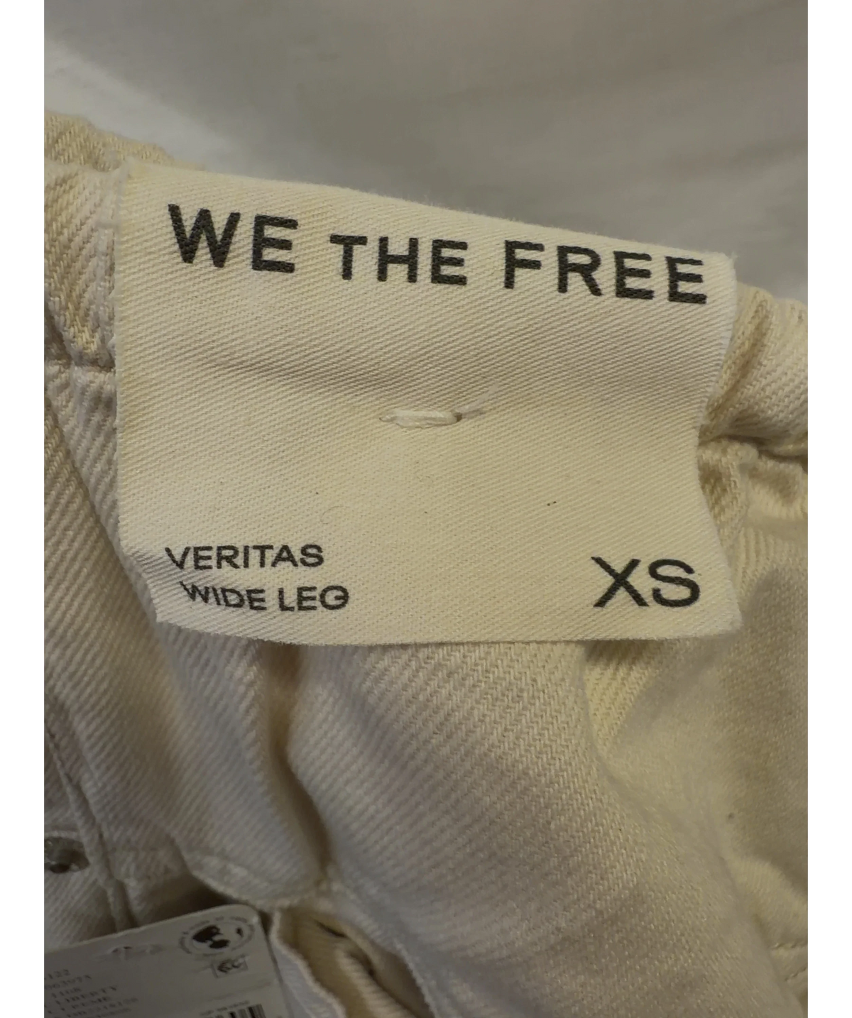 Free People Cream Veritas Wide Leg, size UK XS — care label