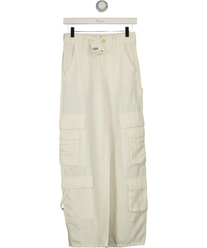 H&M Linen Blend Cargo Trousers White UK 6