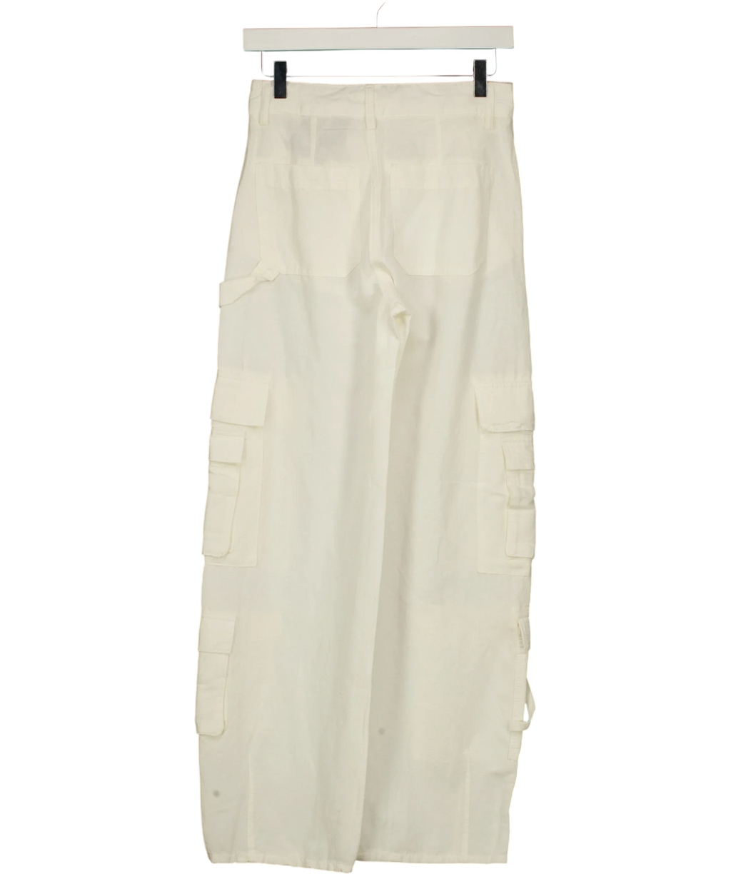 H&M White linen blend cargo trousers, size UK 6 — back