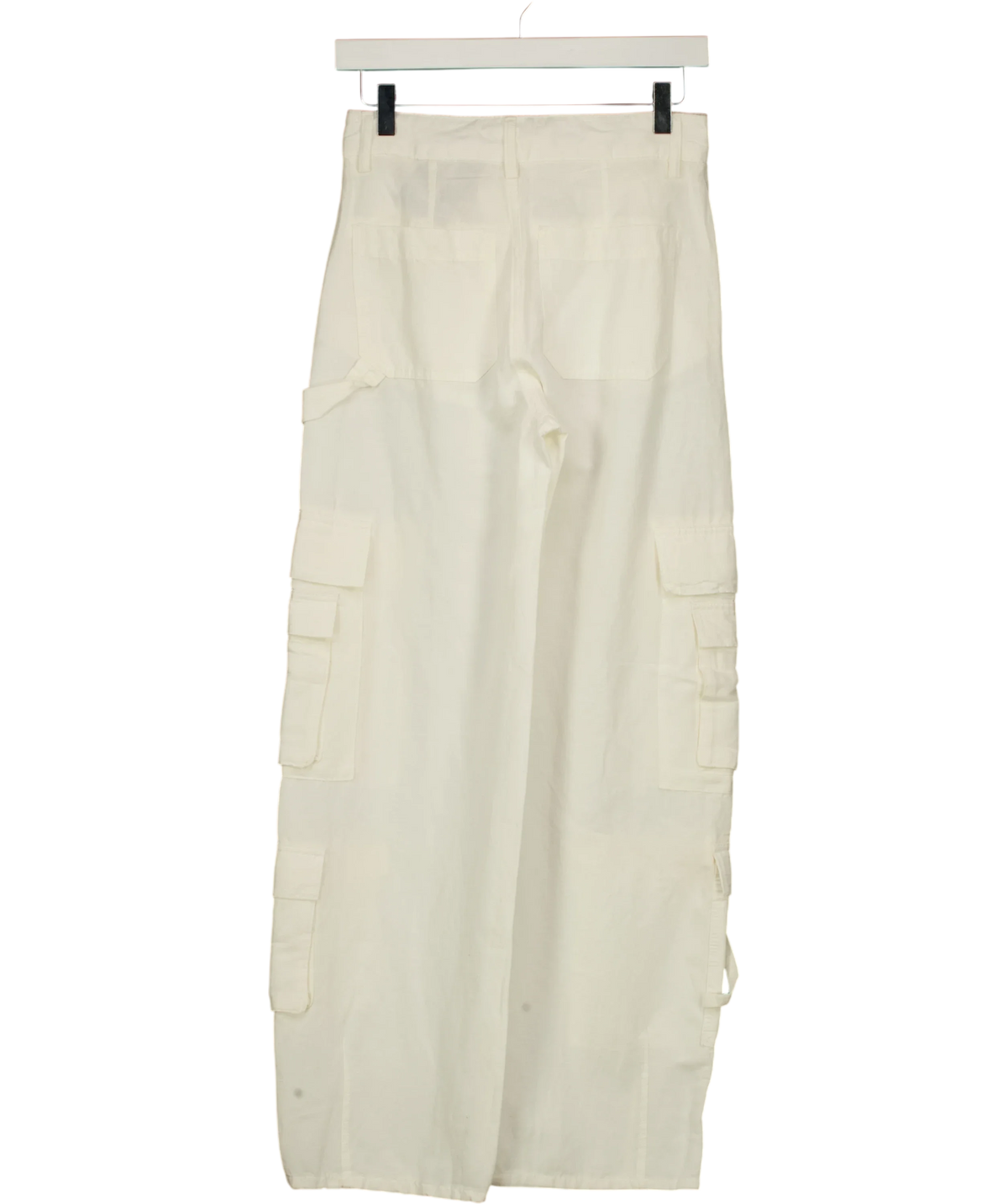 H&M White linen blend cargo trousers, size UK 6 — back