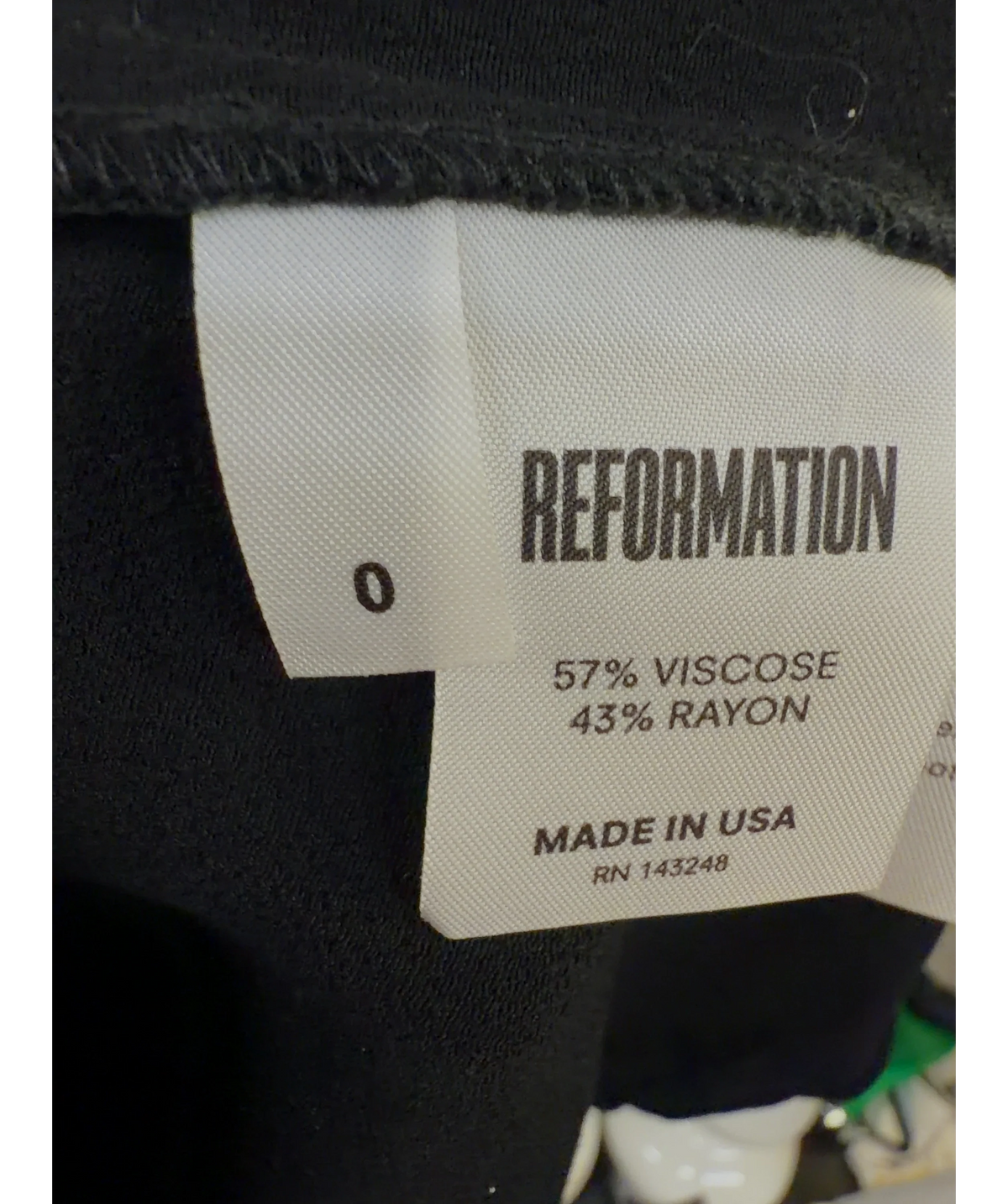 Reformation Black Colour, size UK 4 — care label