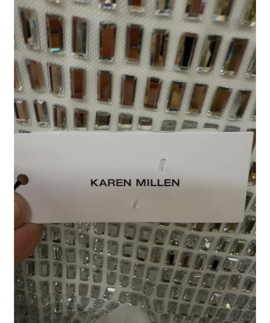 KAREN MILLEN White Premium Crystal Embellished Midi Dress, size UK XS — detail