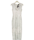 KAREN MILLEN White Premium Crystal Embellished Midi Dress, size UK XS — front