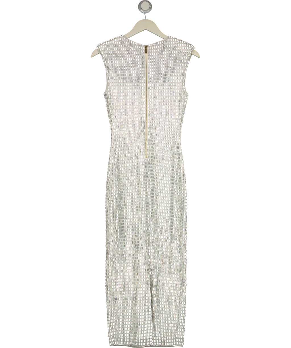 KAREN MILLEN White Premium Crystal Embellished Midi Dress, size UK XS — back
