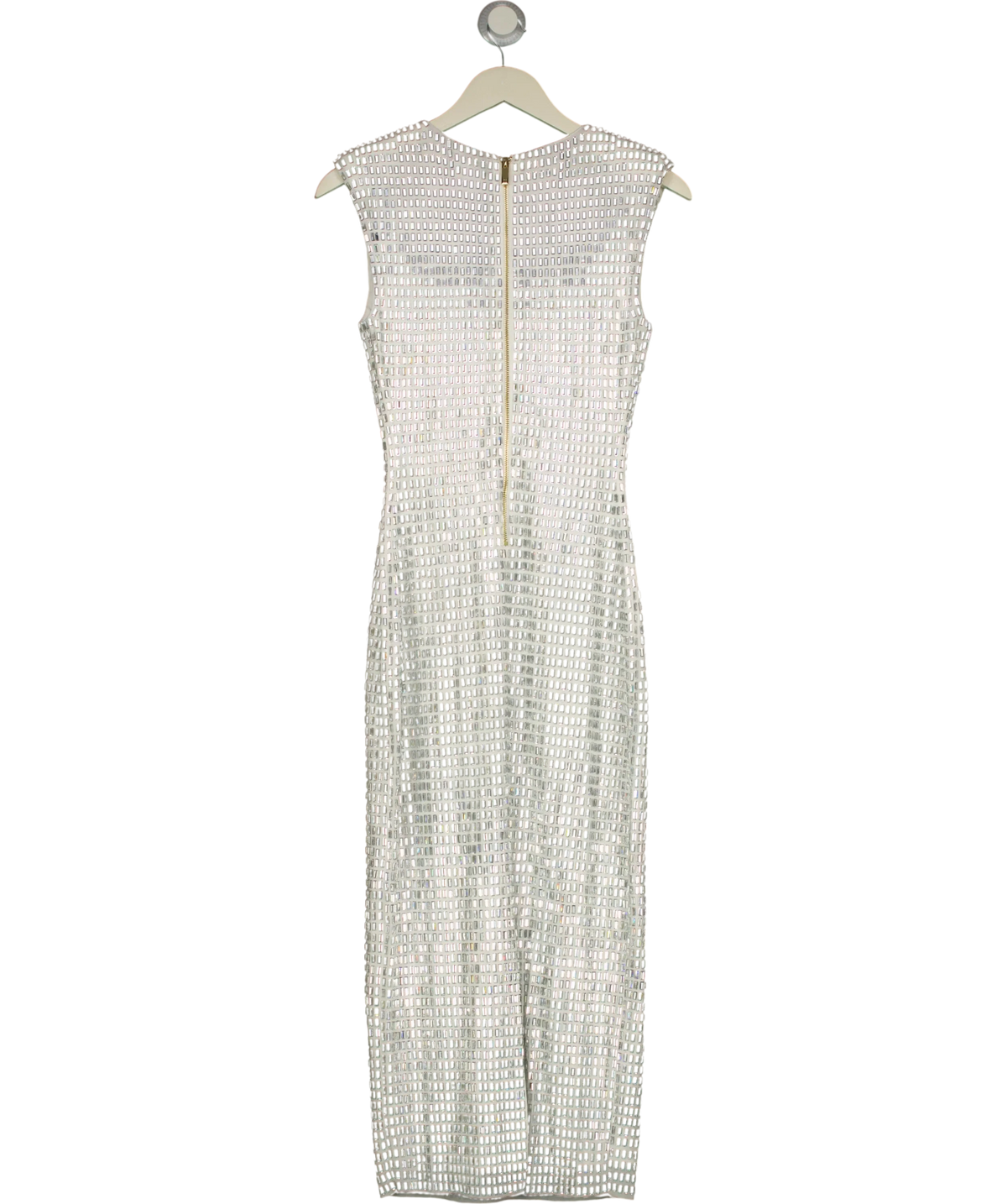 KAREN MILLEN White Premium Crystal Embellished Midi Dress, size UK XS — back
