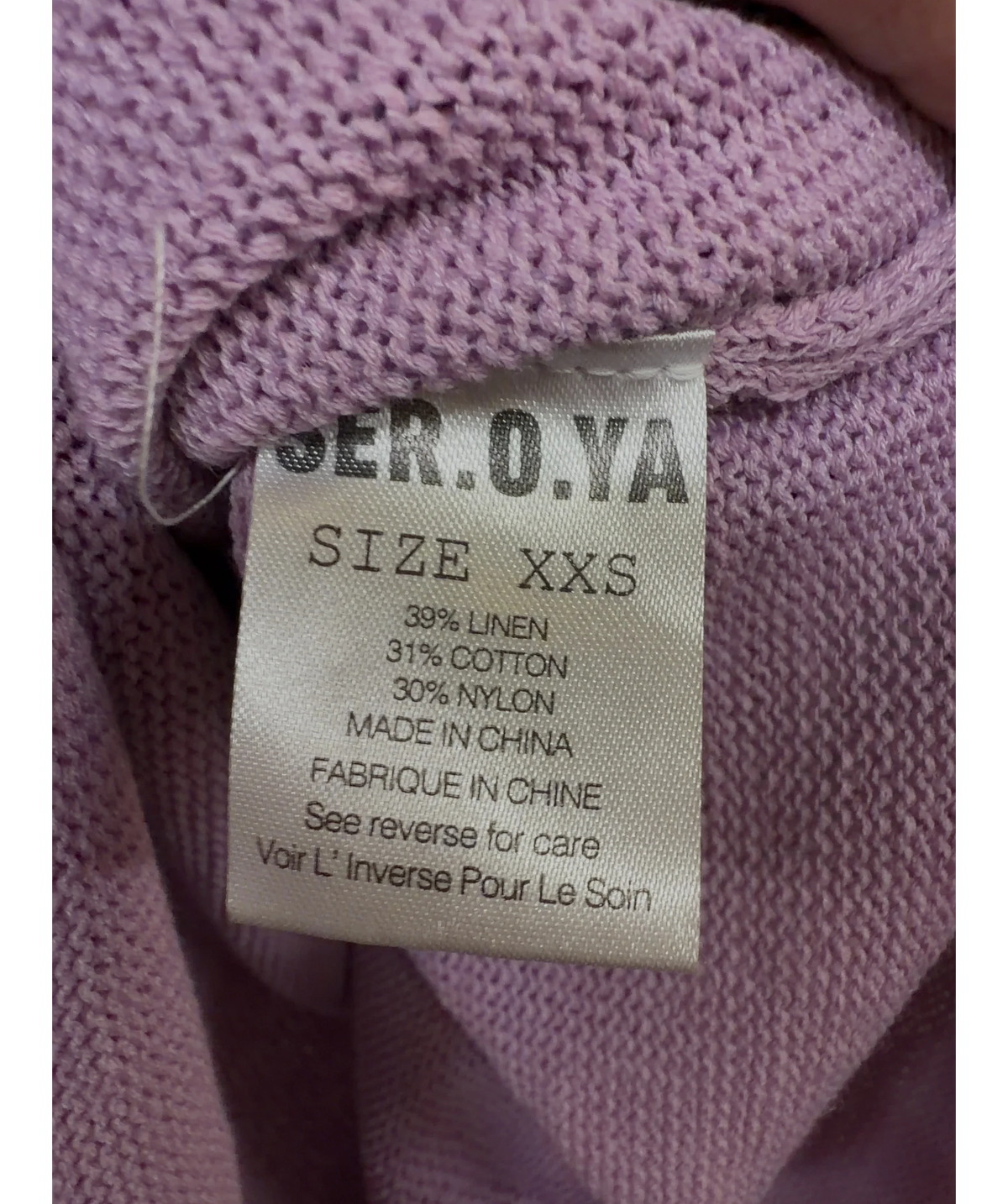 Ser.o.ya lavender Jasmine Knit Dress, size UK XXS — label