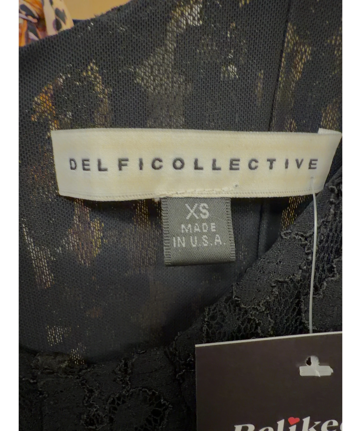 DELFI COLLECTIVE Black black lace dress, size UK XS — care label