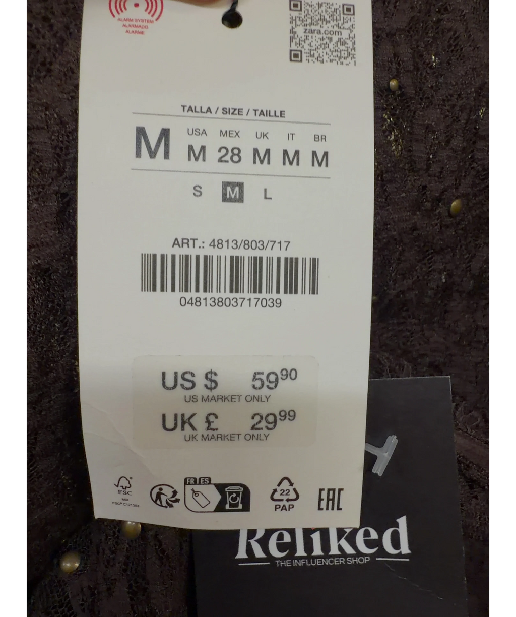 ZARA Brown Colour, size UK M — care label