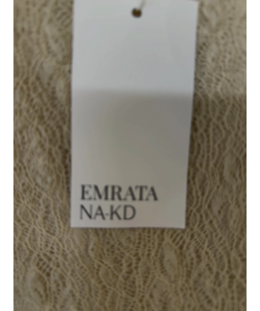 NA-KD Beige Lace Off Shoulder Mini Dress, size UK 4 — detail