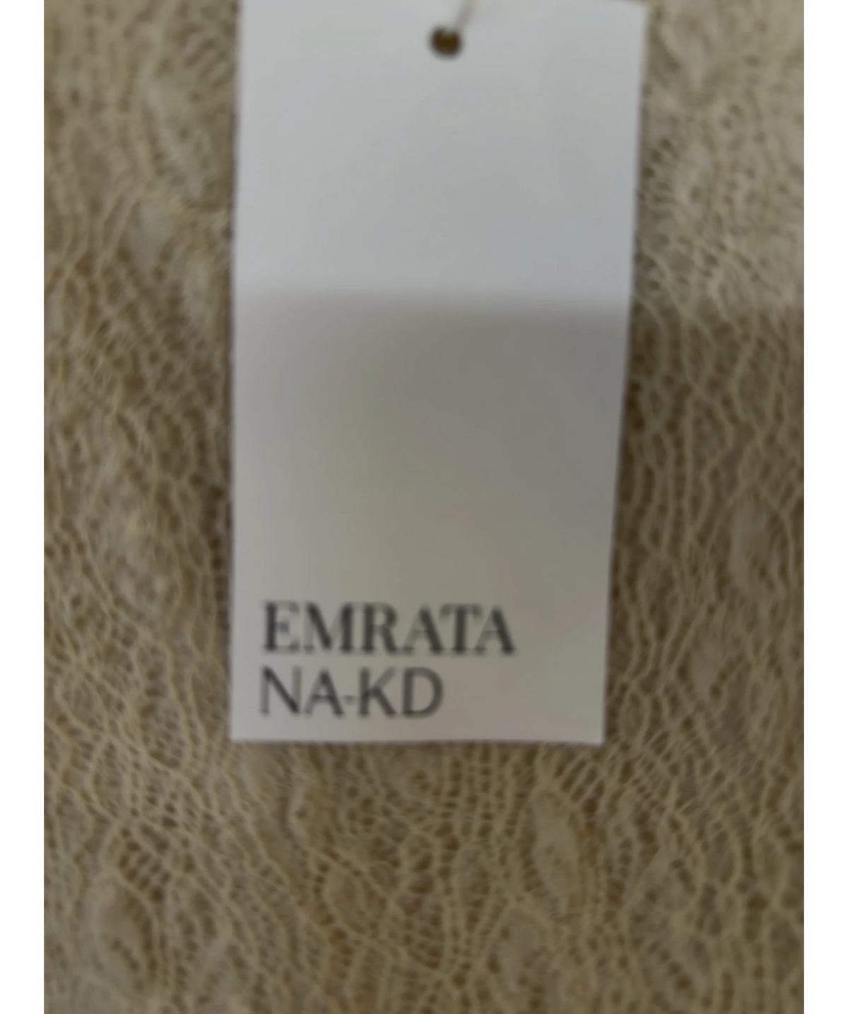 NA-KD Beige Lace Off Shoulder Mini Dress, size UK 4 — detail