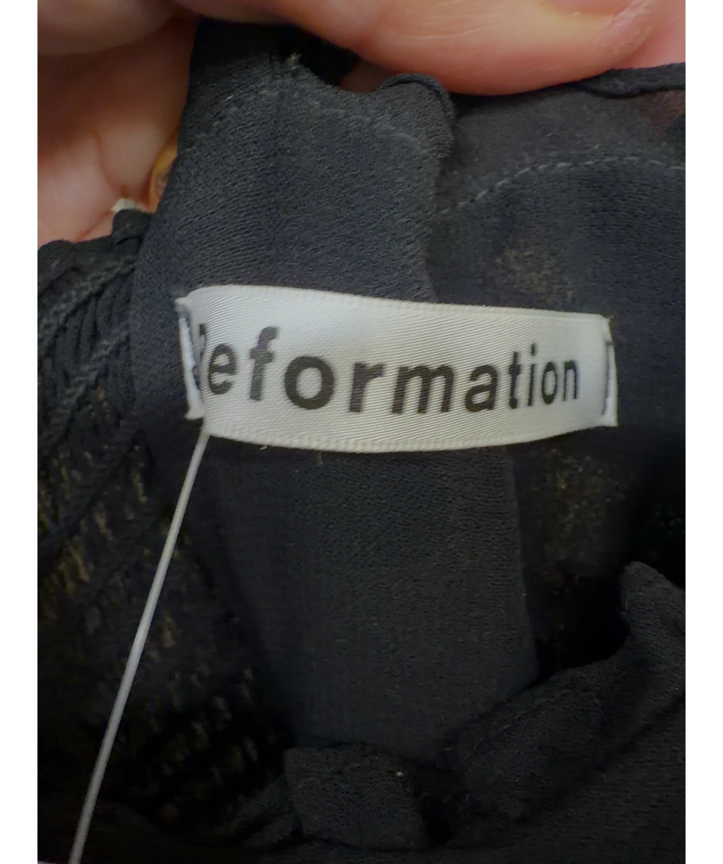 Reformation Black Christine Dress, size UK 4 — detail
