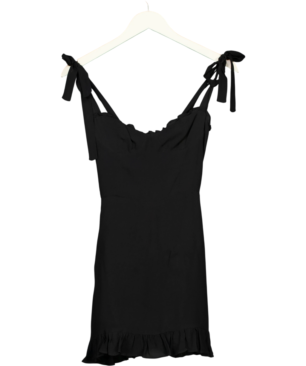 Reformation Black Christine Dress, size UK 4 — front