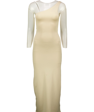 Klayd Beige Asymmetric One shoulder Midi Dress UK XS