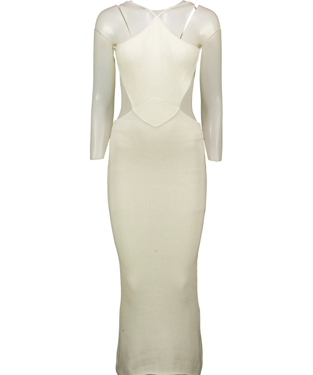 Johansen White white knit halter midi dress, size UK XXS — front