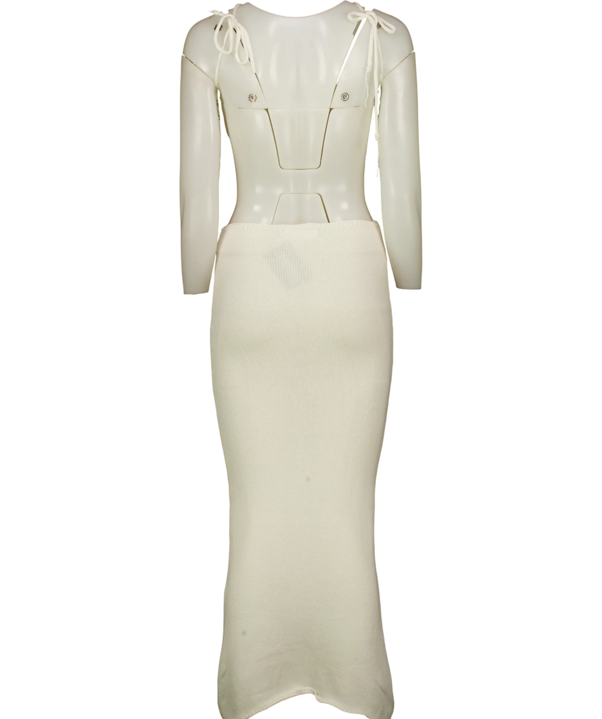 Johansen White white knit halter midi dress, size UK XXS — back