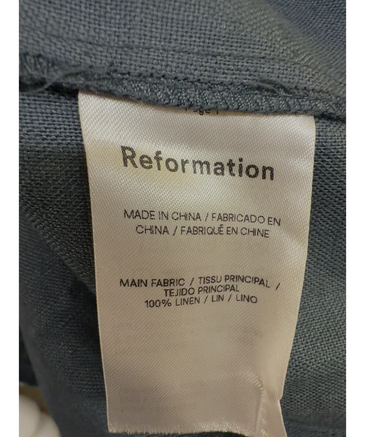 Reformation Grey Layton Linen Dress, size UK XS — detail