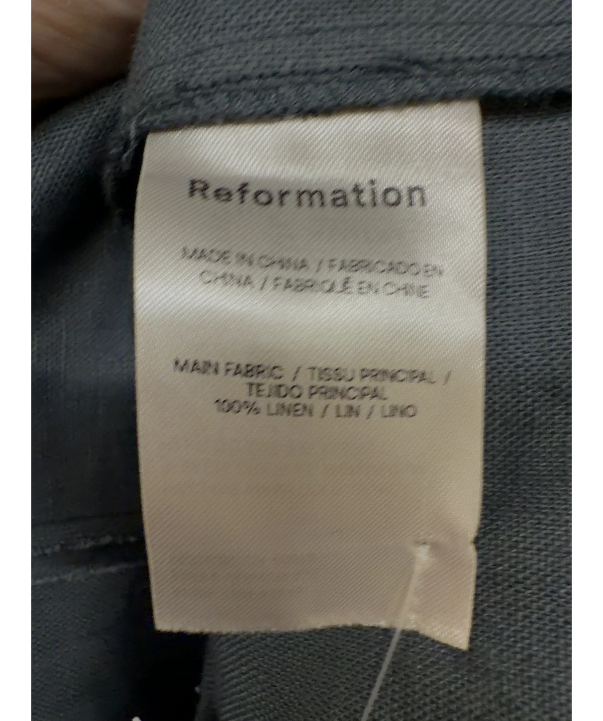 Reformation Grey Layton Linen Dress, size UK XS — care label
