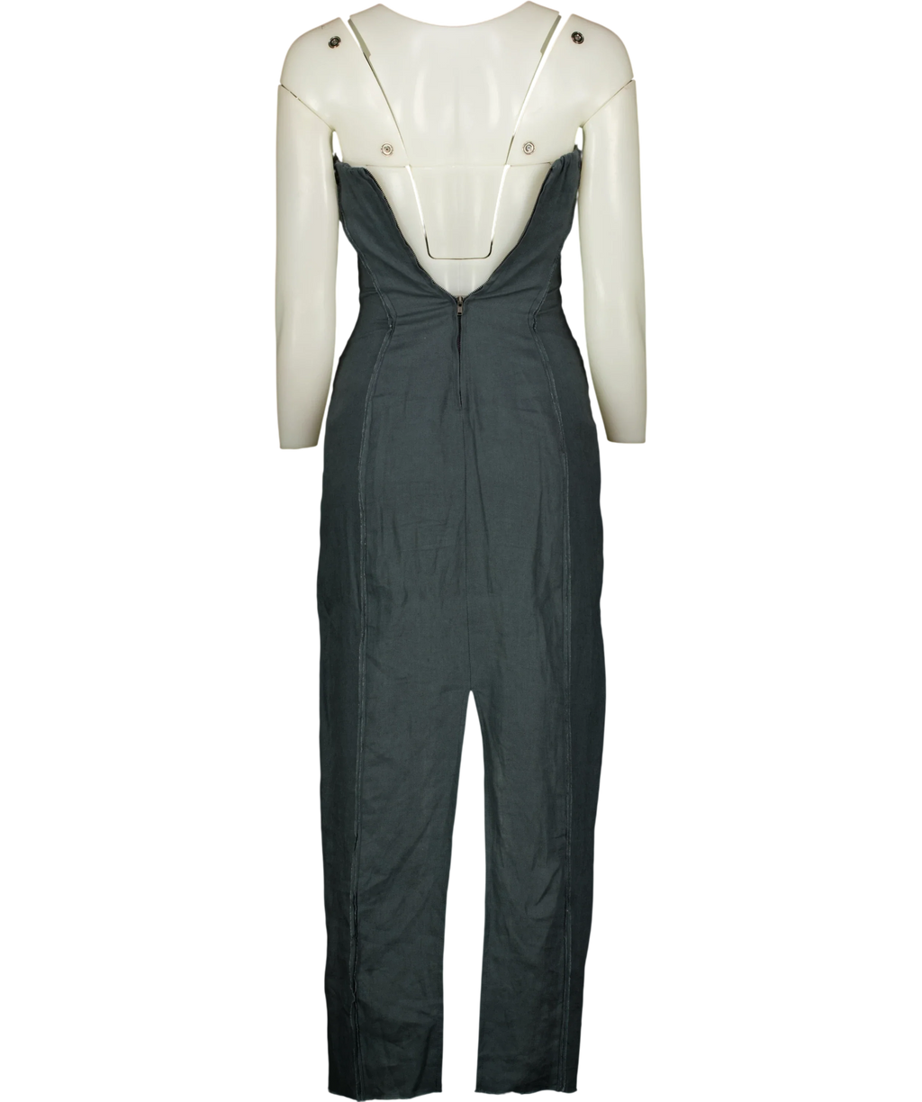 Reformation Grey Layton Linen Dress, size UK XS — back