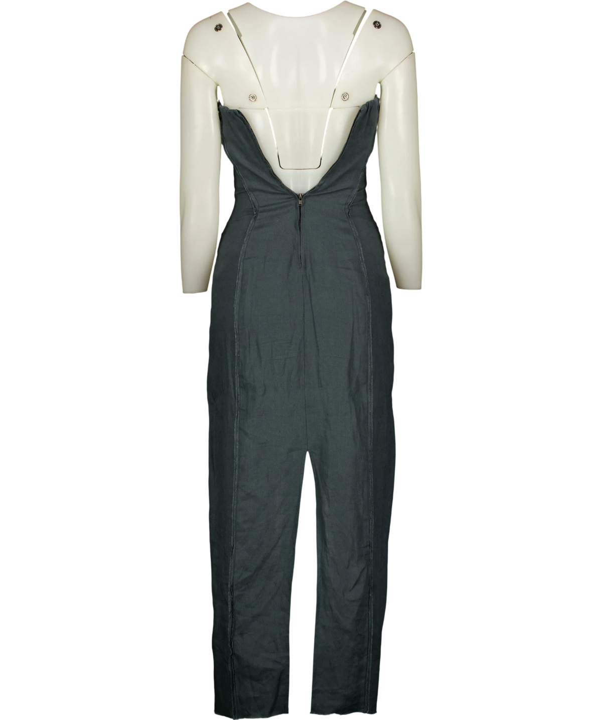 Reformation Grey Layton Linen Dress, size UK XS — back