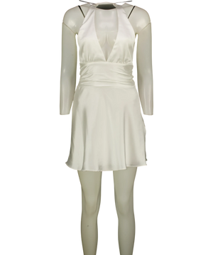 Zara Satin Halter Mini Dress White UK XS