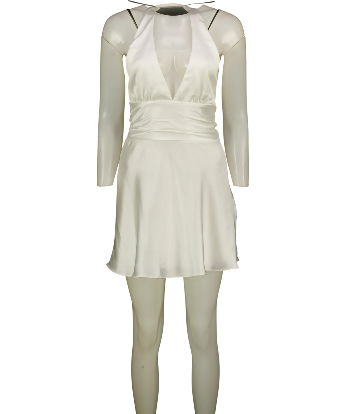 ZARA White satin halter mini dress, size UK XS — front