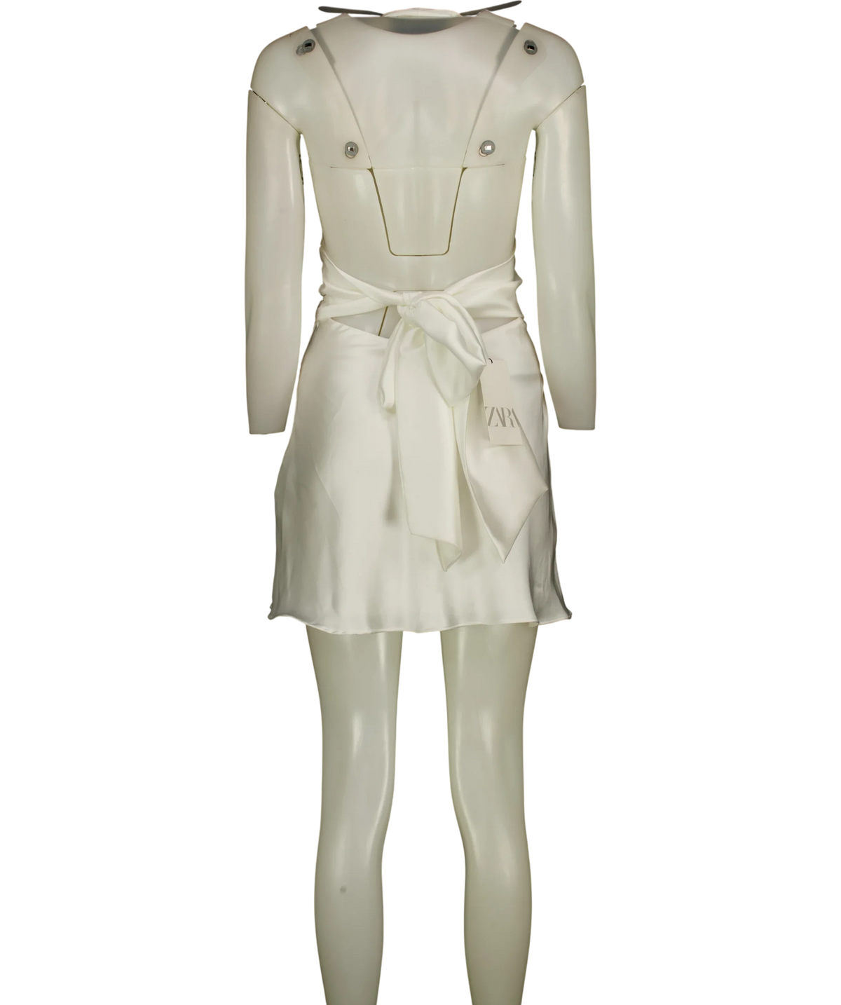 ZARA White satin halter mini dress, size UK XS — back