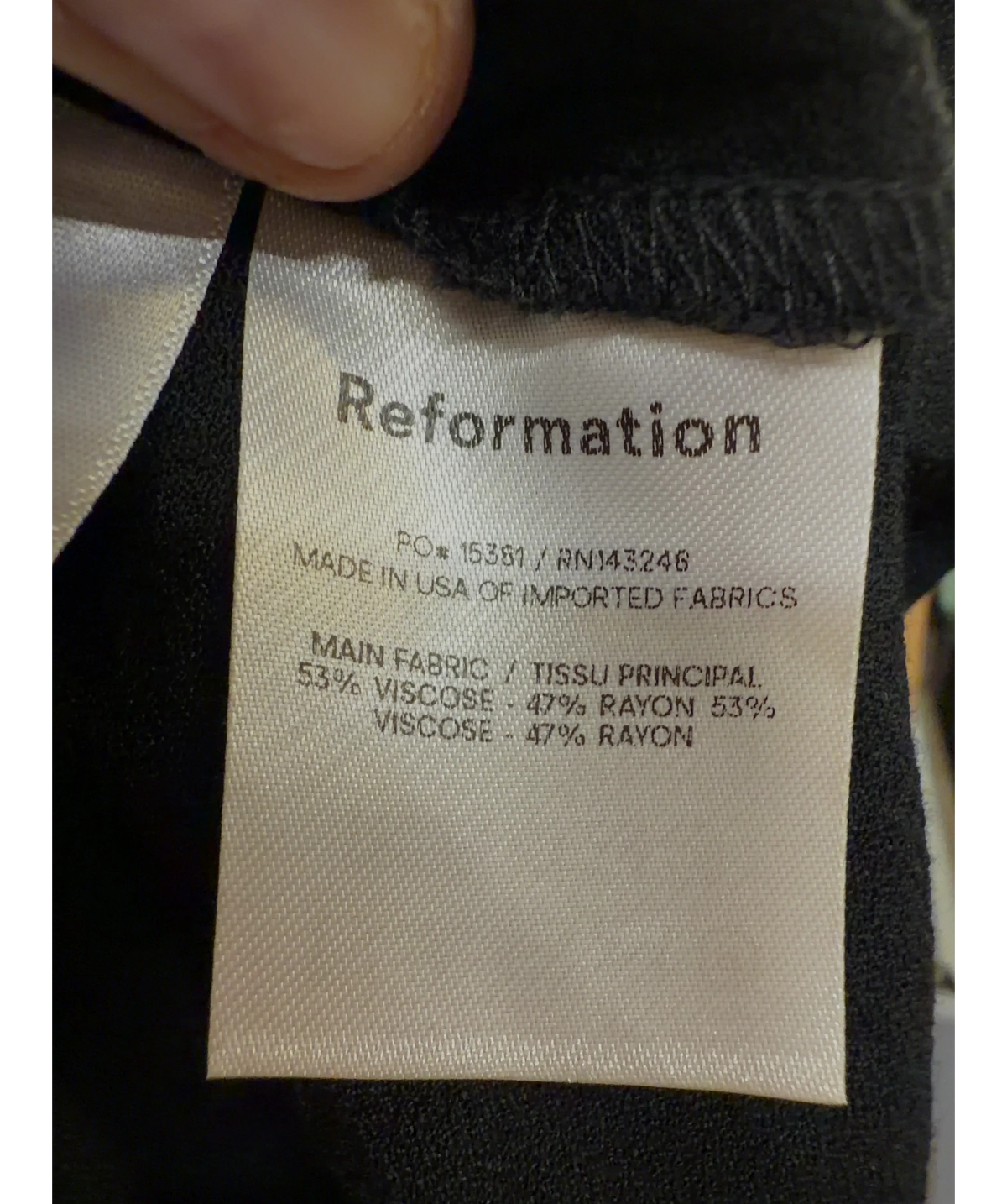 Reformation Black Colour, size UK 4 — label
