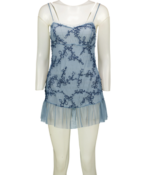 Free People Blue and White Floral Slip Dress UK XS