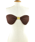 4TH + RECKLESS Brown GIULIA CRINKLE BIKINI TOP, size UK 12 — front