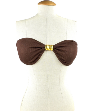 4th + Reckless Giulia Crinkle Bikini Top Brown UK 12