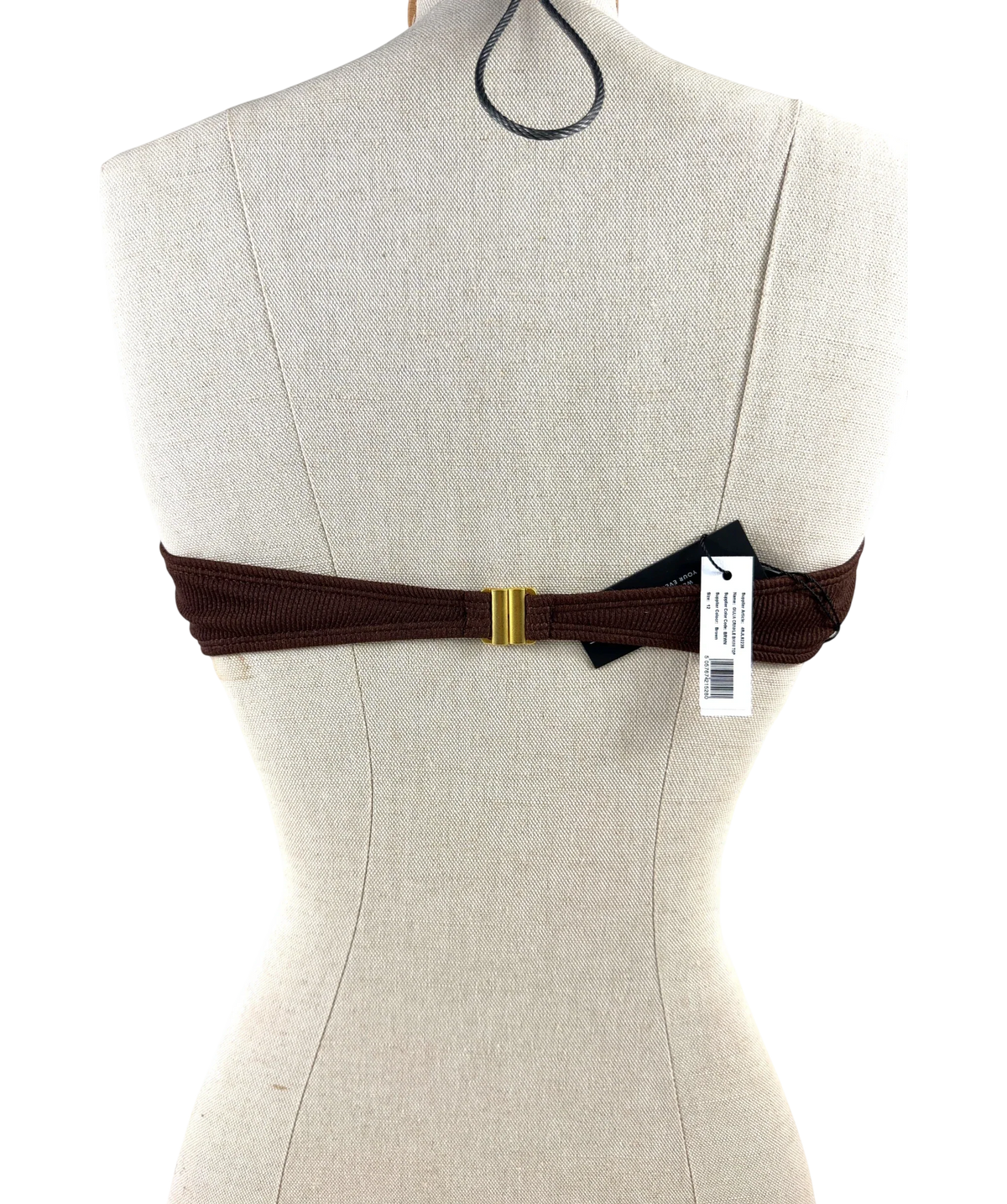 4TH + RECKLESS Brown GIULIA CRINKLE BIKINI TOP, size UK 12 — back
