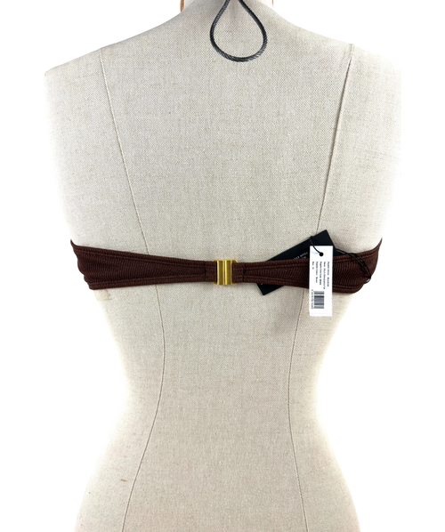4TH + RECKLESS Brown GIULIA CRINKLE BIKINI TOP, size UK 12 — back