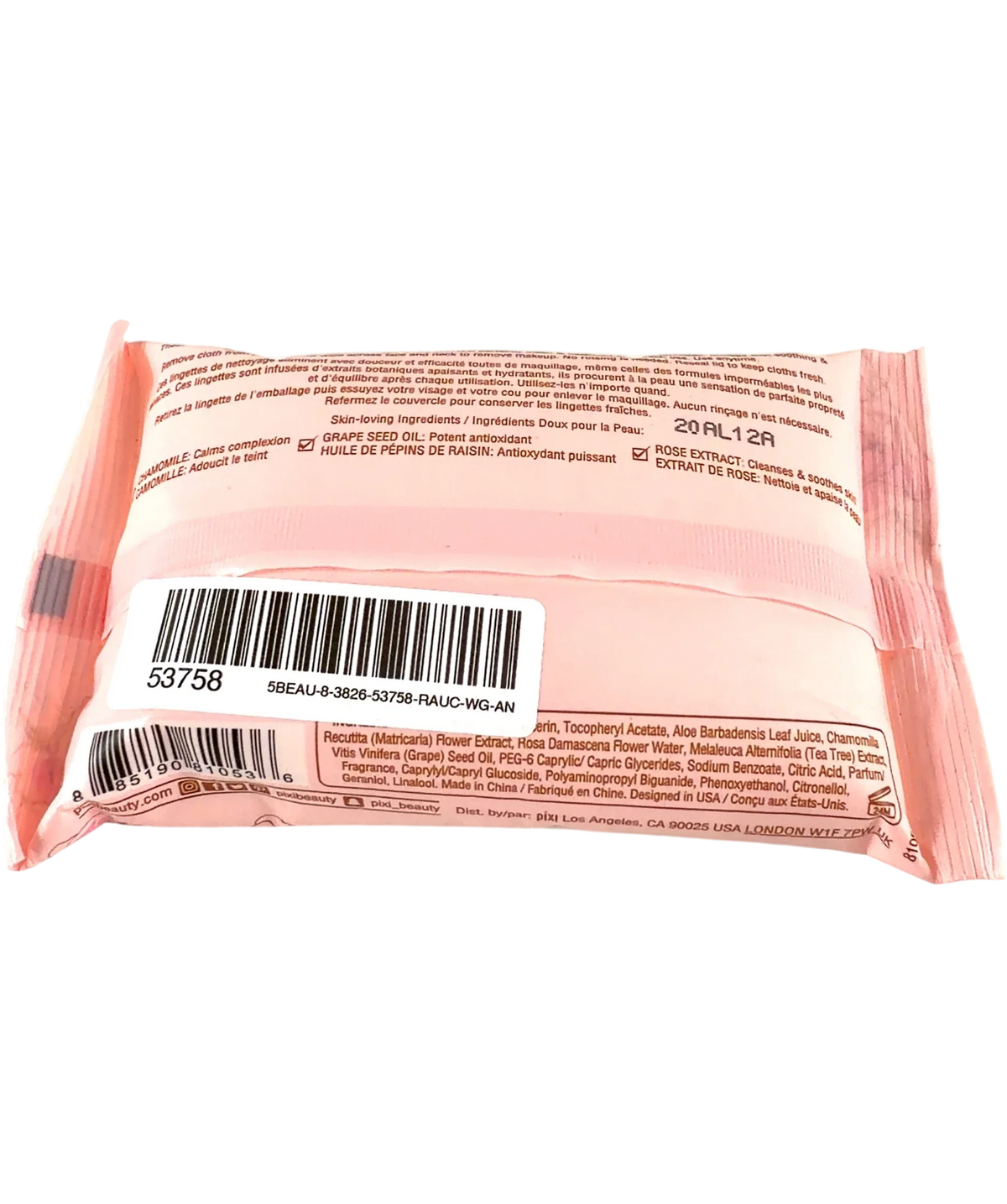 PIXI Makeup Melting Cleansing Cloths, size x 10 — back